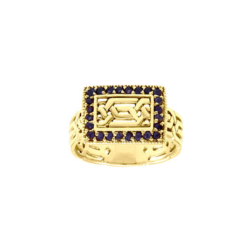 Elegant Gemstone Celtic Knotwork Solid Yellow Gold Ring GRI1434
